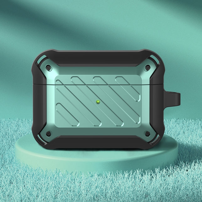 Wireless Earphones Shockproof Bumblebee Twill Silicone Protective Case For AirPods Pro(Black Green)-garmade.com