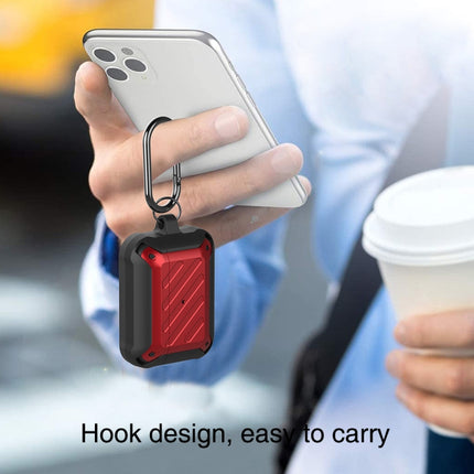 Wireless Earphones Shockproof Bumblebee Twill Silicone Protective Case For AirPods Pro(Black Red)-garmade.com