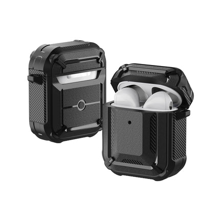 Wireless Earphones Shockproof Diamond Square Pattern Silicone Protective Case For AirPods 1/2(Black)-garmade.com
