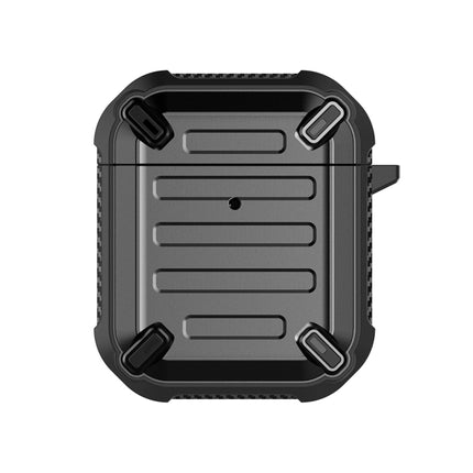 Wireless Earphones Shockproof Sharp Sword Armor Silicone Protective Case For AirPods 1/2(Black)-garmade.com