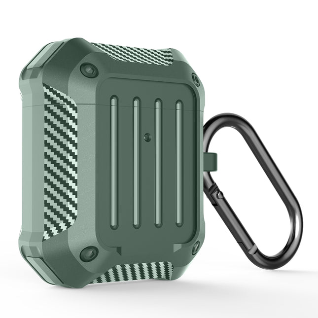Wireless Earphones Shockproof Carbon Fiber Luggage TPU Protective Case For AirPods 1/2(Green)-garmade.com