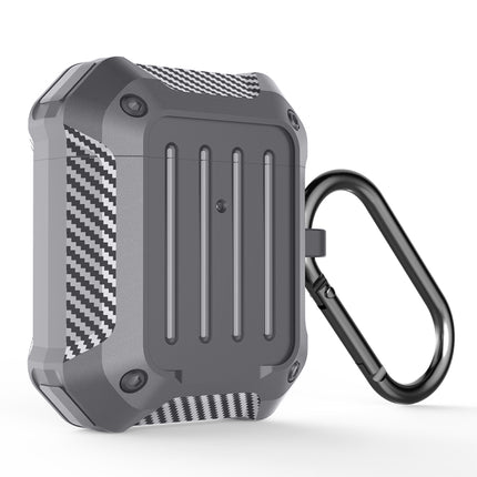 Wireless Earphones Shockproof Carbon Fiber Luggage TPU Protective Case For AirPods 1/2(Grey)-garmade.com