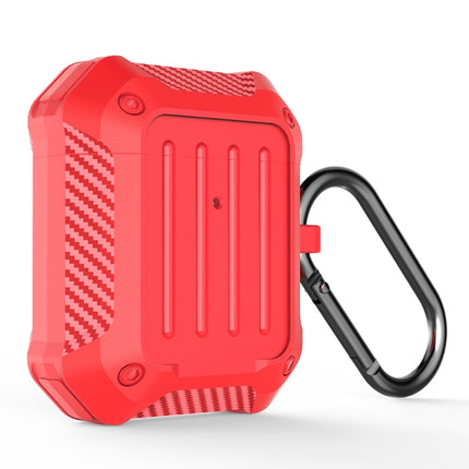 Wireless Earphones Shockproof Carbon Fiber Luggage TPU Protective Case For AirPods 1/2(Red)-garmade.com