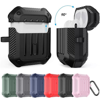 Wireless Earphones Shockproof Carbon Fiber Luggage TPU Protective Case For AirPods 1/2(Blue)-garmade.com
