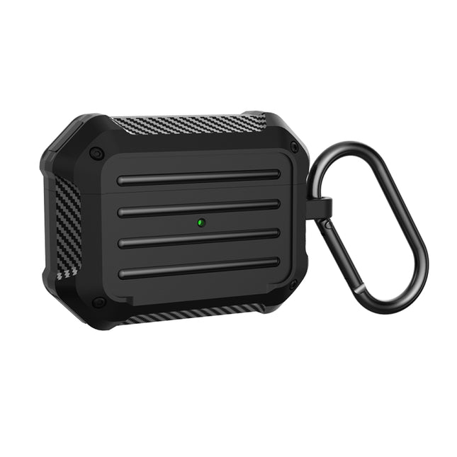 Wireless Earphones Shockproof Carbon Fiber Luggage TPU Protective Case For AirPods Pro(Black)-garmade.com