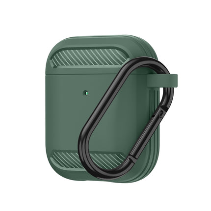 Wireless Earphones Shockproof Carbon Fiber Armor TPU Protective Case For AirPods 1/2(Green)-garmade.com