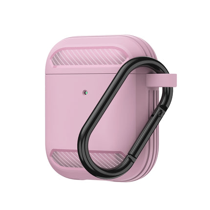 Wireless Earphones Shockproof Carbon Fiber Armor TPU Protective Case For AirPods 1/2(Pink)-garmade.com