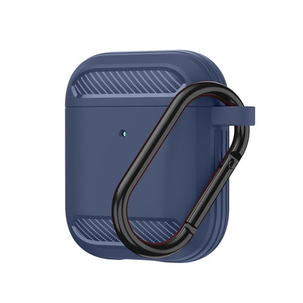 Wireless Earphones Shockproof Carbon Fiber Armor TPU Protective Case For AirPods 1/2(Blue)-garmade.com