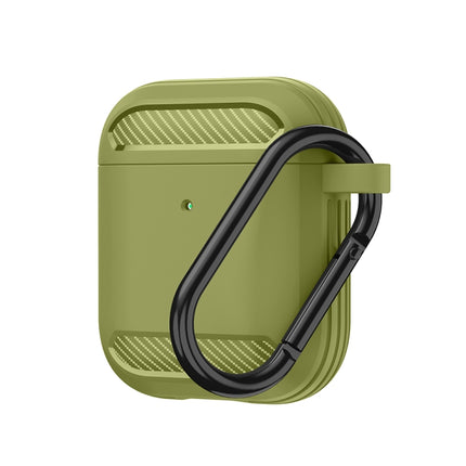 Wireless Earphones Shockproof Carbon Fiber Armor TPU Protective Case For AirPods 1/2(Grass Green)-garmade.com