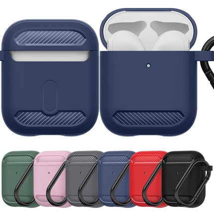 Wireless Earphones Shockproof Carbon Fiber Armor TPU Protective Case For AirPods 1/2(Blue)-garmade.com