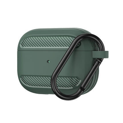 Wireless Earphones Shockproof Carbon Fiber Armor TPU Protective Case For AirPods Pro(Green)-garmade.com