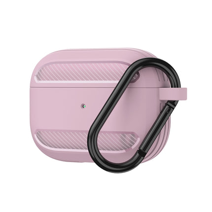 Wireless Earphones Shockproof Carbon Fiber Armor TPU Protective Case For AirPods Pro(Pink)-garmade.com
