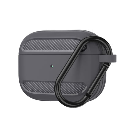 Wireless Earphones Shockproof Carbon Fiber Armor TPU Protective Case For AirPods Pro(Grey)-garmade.com