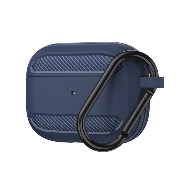 Wireless Earphones Shockproof Carbon Fiber Armor TPU Protective Case For AirPods Pro(Blue)-garmade.com