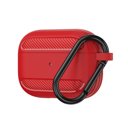Wireless Earphones Shockproof Carbon Fiber Armor TPU Protective Case For AirPods Pro(Red)-garmade.com