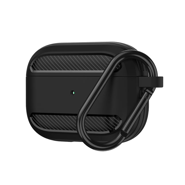 Wireless Earphones Shockproof Carbon Fiber Armor TPU Protective Case For AirPods Pro(Black)-garmade.com