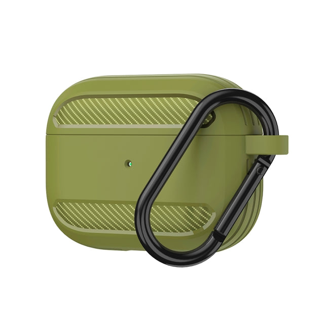 Wireless Earphones Shockproof Carbon Fiber Armor TPU Protective Case For AirPods Pro(Grass Green)-garmade.com