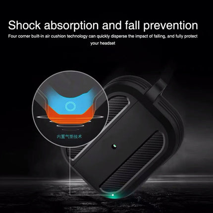 Wireless Earphones Shockproof Carbon Fiber Armor TPU Protective Case For AirPods Pro(Blue)-garmade.com