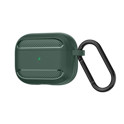 Wireless Earphones Shockproof Carbon Fiber Armor TPU Protective Case For AirPods Pro(Green)-garmade.com