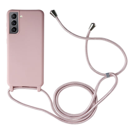 For Samsung Galaxy S21+ 5G Candy Colors TPU Protective Case with Lanyard(Rose Gold)-garmade.com