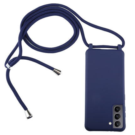 For Samsung Galaxy S21+ 5G Candy Colors TPU Protective Case with Lanyard(Dark Blue)-garmade.com