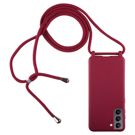 For Samsung Galaxy S21+ 5G Candy Colors TPU Protective Case with Lanyard(Red)-garmade.com