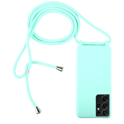 For Samsung Galaxy S21 Ultra 5G Candy Colors TPU Protective Case with Lanyard(Mint Green)-garmade.com