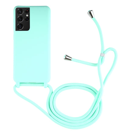 For Samsung Galaxy S21 Ultra 5G Candy Colors TPU Protective Case with Lanyard(Mint Green)-garmade.com