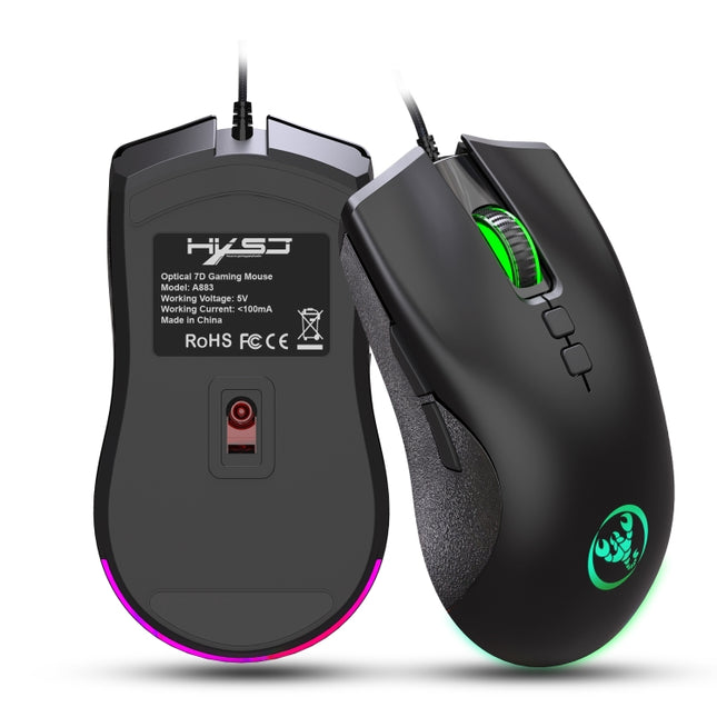 HXSJ A883 7 Keys 6400DPI RGB Light Mechanical Gaming Wired Mouse-garmade.com
