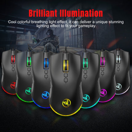 HXSJ A883 7 Keys 6400DPI RGB Light Mechanical Gaming Wired Mouse-garmade.com
