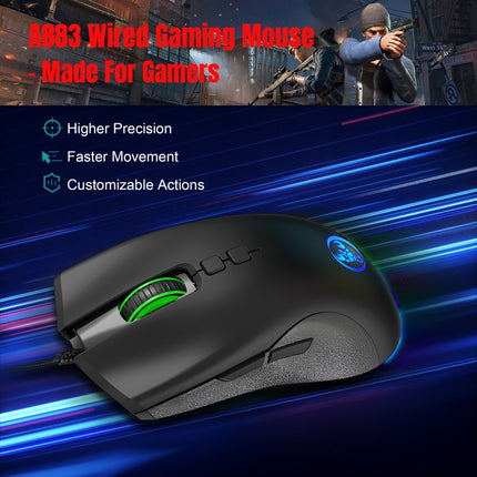 HXSJ A883 7 Keys 6400DPI RGB Light Mechanical Gaming Wired Mouse-garmade.com