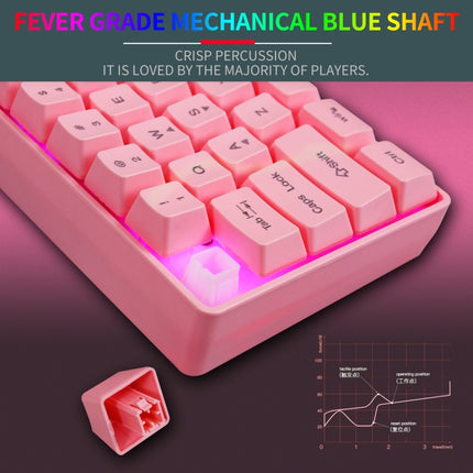 HXSJ V700 61 Keys RGB Lighting Gaming Wired Keyboard (Pink)-garmade.com