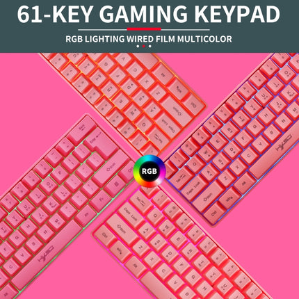 HXSJ V700 61 Keys RGB Lighting Gaming Wired Keyboard (Pink)-garmade.com