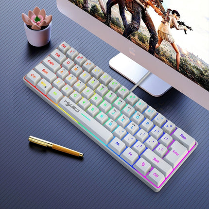 HXSJ V700 61 Keys RGB Lighting Gaming Wired Keyboard (White)-garmade.com