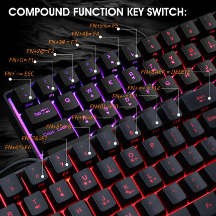 HXSJ V700 61 Keys RGB Lighting Gaming Wired Keyboard (Black)-garmade.com