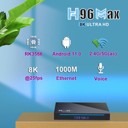 H96 Max 8K Smart TV BOX Android 11.0 Media Player wtih Remote Control, Quad Core RK3566, RAM: 4GB, ROM: 32GB, Dual Frequency 2.4GHz WiFi / 5G, Plug Type:US Plug-garmade.com