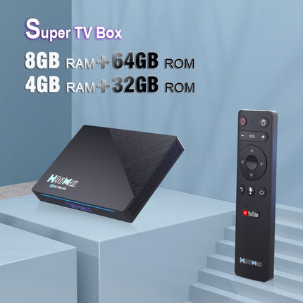H96 Max 8K Smart TV BOX Android 11.0 Media Player wtih Remote Control, Quad Core RK3566, RAM: 4GB, ROM: 32GB, Dual Frequency 2.4GHz WiFi / 5G, Plug Type:EU Plug-garmade.com