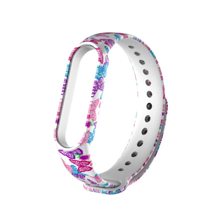 For Xiaomi Mi Band 6 (CA8856) Colored Drawing Silicone Replacement Strap Watchband(Butterflies)-garmade.com