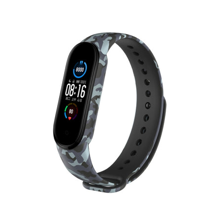 For Xiaomi Mi Band 6 (CA8856) Colored Drawing Silicone Replacement Strap Watchband(Camouflage Grey)-garmade.com