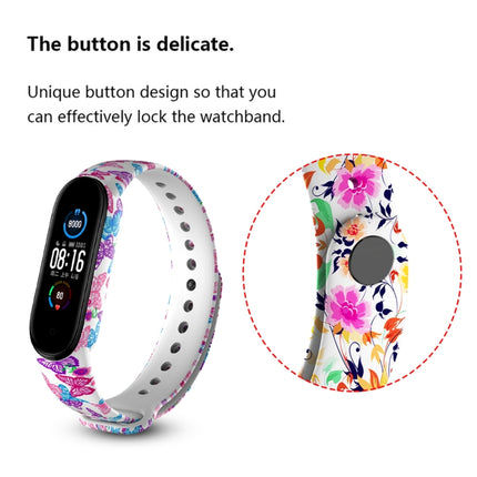 For Xiaomi Mi Band 6 (CA8856) Colored Drawing Silicone Replacement Strap Watchband(Butterflies)-garmade.com