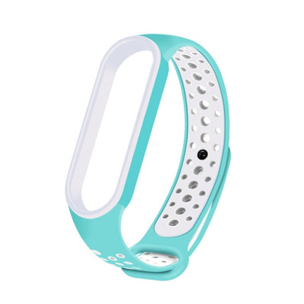 For Xiaomi Mi Band 6 (CA8856) Breathable Silicone Replacement Strap Watchband with Holes(Mint Green+White)-garmade.com