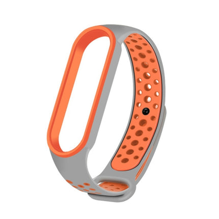 For Xiaomi Mi Band 6 (CA8856) Breathable Silicone Replacement Strap Watchband with Holes(Grey+Orange)-garmade.com