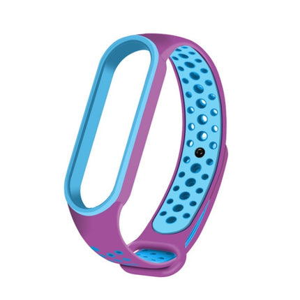 For Xiaomi Mi Band 6 (CA8856) Breathable Silicone Replacement Strap Watchband with Holes(Purple+Blue)-garmade.com