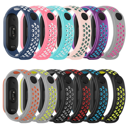 For Xiaomi Mi Band 6 (CA8856) Breathable Silicone Replacement Strap Watchband with Holes(Black+Grey)-garmade.com