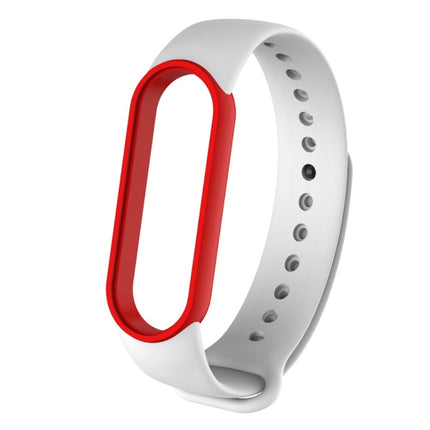 For Xiaomi Mi Band 6 (CA8856) Two-color Silicone Replacement Strap Watchband(White+Red)-garmade.com