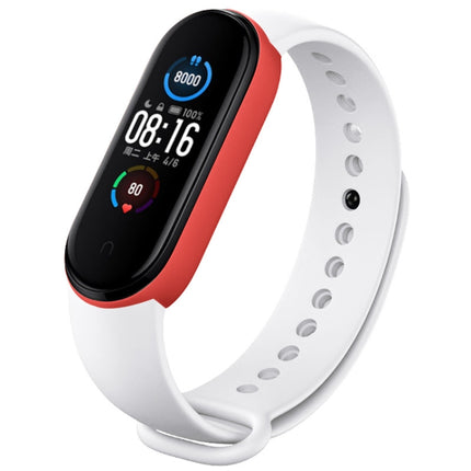 For Xiaomi Mi Band 6 (CA8856) Two-color Silicone Replacement Strap Watchband(White+Red)-garmade.com