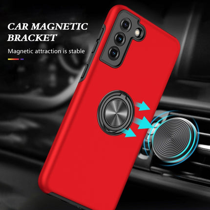 For Samsung Galaxy S21 5G PC + TPU Shockproof Magnetic Protective Case with Invisible Ring Holder(Red)-garmade.com