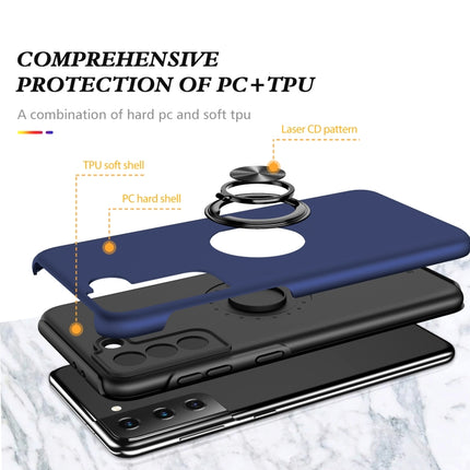 For Samsung Galaxy S21 5G PC + TPU Shockproof Magnetic Protective Case with Invisible Ring Holder(Blue)-garmade.com