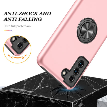 For Samsung Galaxy S21 5G PC + TPU Shockproof Magnetic Protective Case with Invisible Ring Holder(Rose Gold)-garmade.com