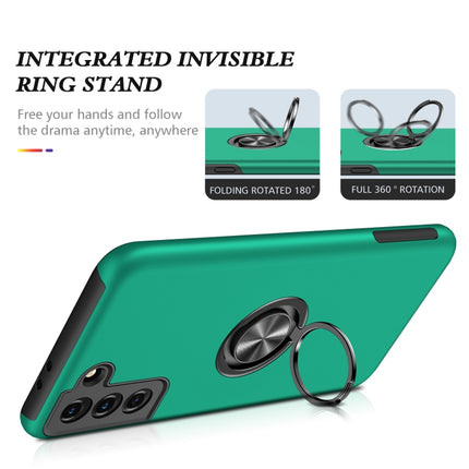 For Samsung Galaxy S21 5G PC + TPU Shockproof Magnetic Protective Case with Invisible Ring Holder(Dark Green)-garmade.com